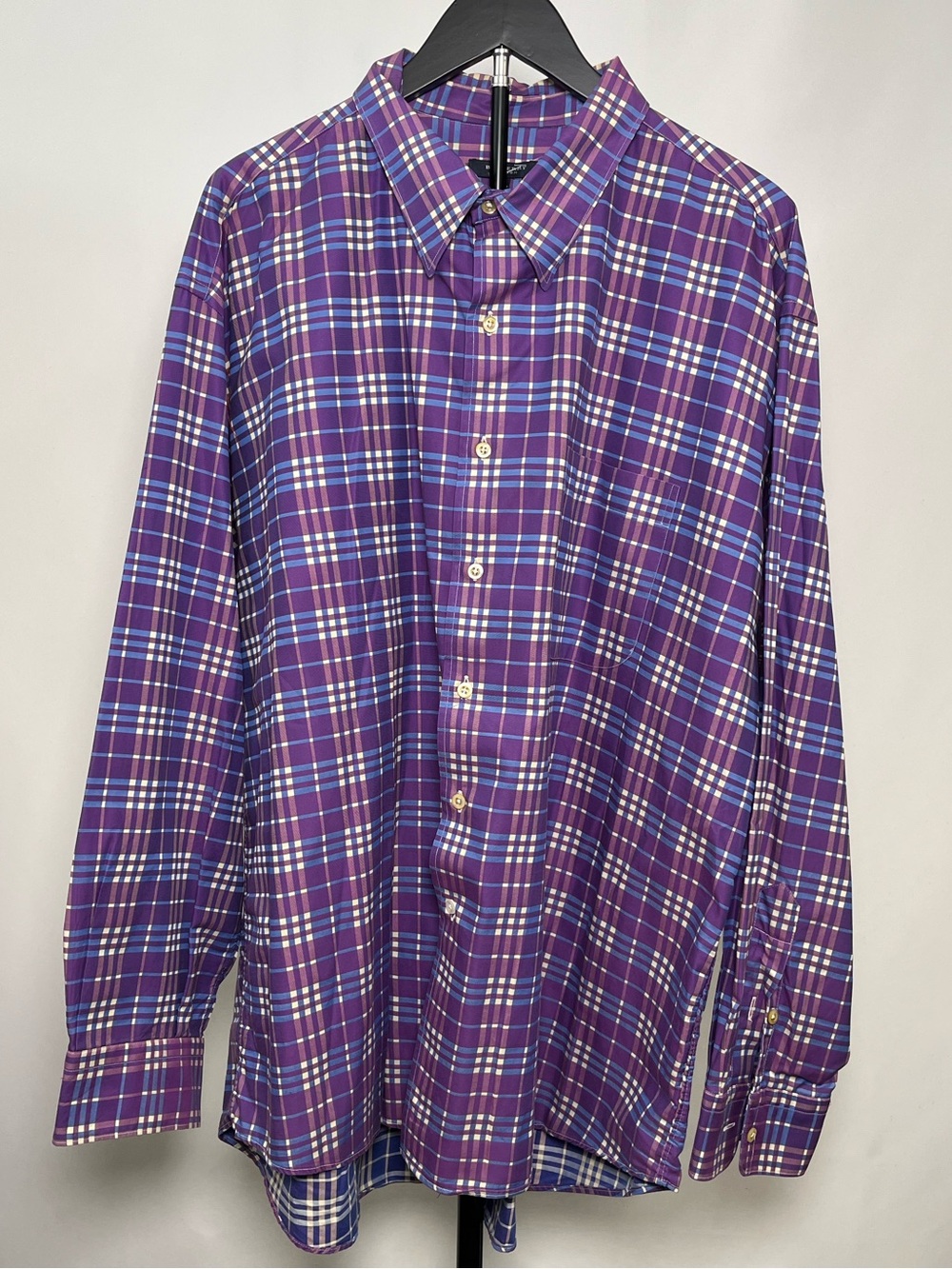 Burberry Purple Plaid Button-Down Shirt